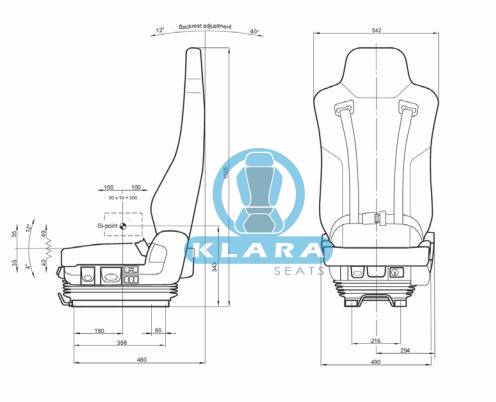 ISRI 6830KA/877 Stoff 24V. 4-Punkt Gurt - Fahrersitz ...